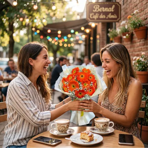 Ramo de 12 flores gerberas con isofilas y papel coreano